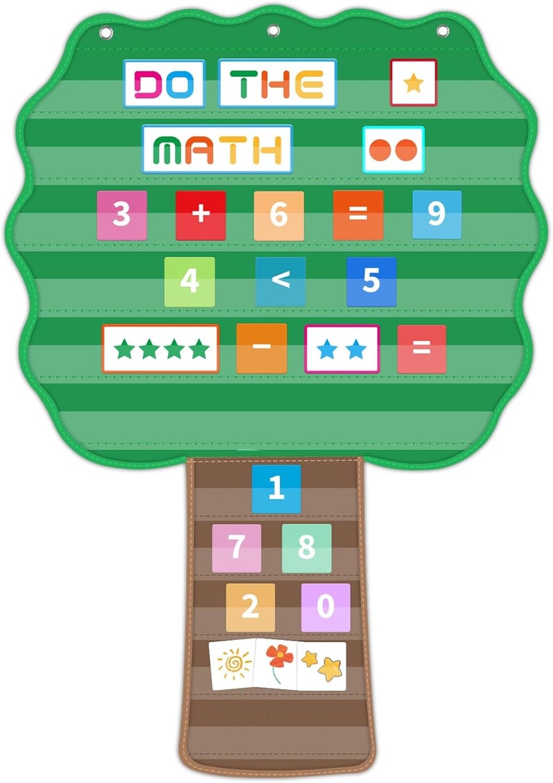 ALSLEA Tree Pocket Chart for Classroom, 42"x 28 ¾" Large Hanging Pocket Charts for Kids, Back to School Supplies for Teacher, Pocket Charts with 11 Sentence Strips Holder (Green) - Image 1
